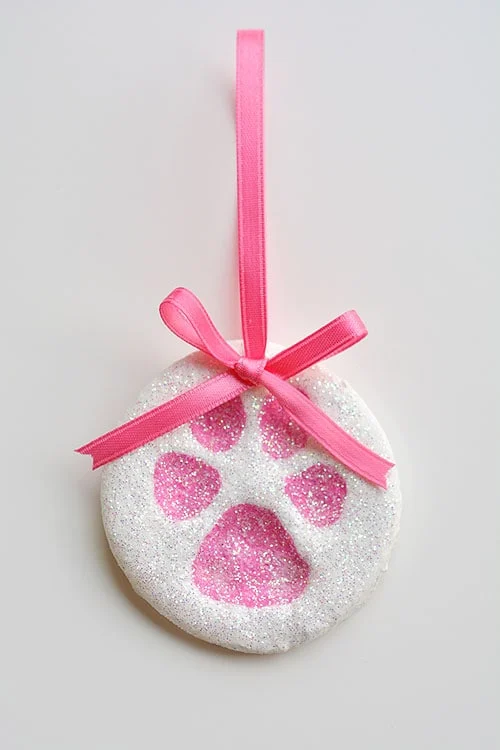 Image of a salt dough paw print ornament