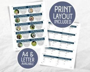 Printable dog emergency cards