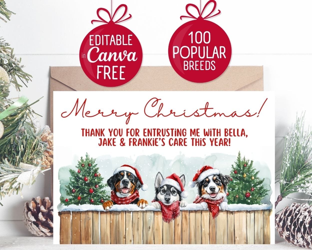 Personalised Holiday Pet Cards: Fun Client Gift for Pet Sitters & Dog Walkers