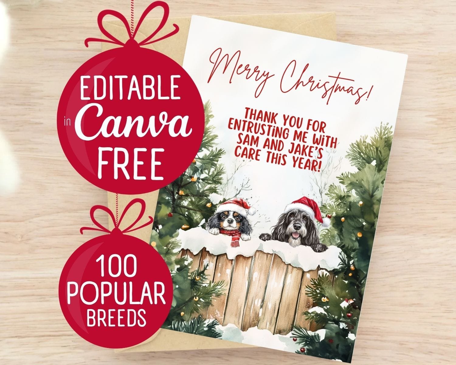 Image of printable dog walker Christmas cards
