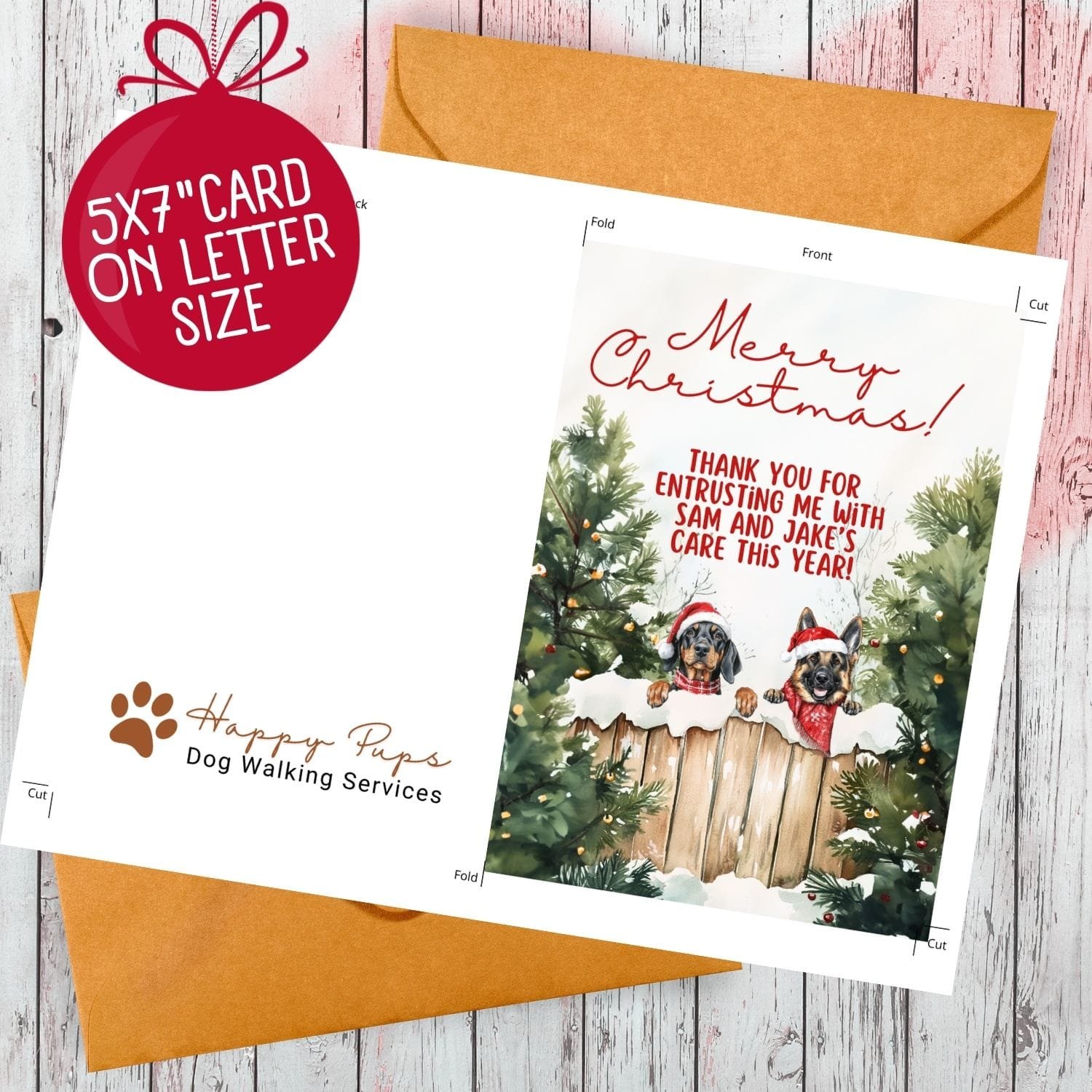 Image of printable pet sitter client christmas card